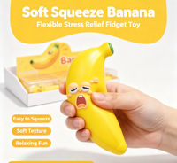 Jouet banane géant souple et extensible en TPR, avec visage amusant, anti-stress, jouet sensoriel pour cadeaux de fête