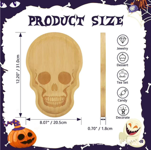 Bandeja de Madera para Servir de Halloween 2026 - Tabla de Bambú con Forma de Fantasma, Murciélago, Calavera y Ataúd, Plato Personalizado para Aperitivos Espeluznantes - Product Image 3