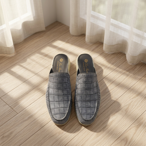 Chaussures en cuir de crocodile véritable pour hommes, mocassins élégants en cuir, chaussures habillées classiques décontractées pour affaires, chaussures à talon apparent - Product Image 1