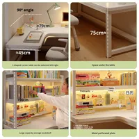 Bureau d'angle en forme de L avec étagère intégrée Bureau d'étude/d'ordinateur en bois réglable pour la chambre à coucher et la maison