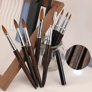 100% Kolinsky Acrylic Nail <b>Brush</b> Purple Sandalwood Handle Crimped UV Gel Carving Pen <b>Brush</b> Liquid Powder DIY Nail Drawing - Product Image 5