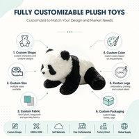 Boneka Panda Lucu Berbulu Lembut, Mainan Hewan Isi Dakron, Posisi Merangkak, Hadiah untuk Anak, Desain Dekorasi Rumah OEM