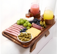 Plateau de canapé pliable en bois sculpté antidérapant, écologique et durable, pour téléphone et boissons, à un seul niveau, pour la maison - Vente en gros fabricant