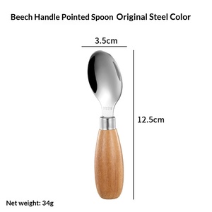 304 Stainless Steel Mini Flatware Set Wooden Handle Fork Spoon Portable Compact Ergonomic for Travel Dining Utensil <strong>Cutlery</strong> - Product Image 6