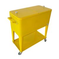 Chariot isotherme roulant durable 73L en métal, glacière à roulettes pour garder les boissons fraîches, idéal pour la natation