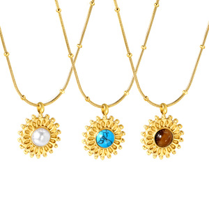 Collar de Acero Inoxidable con Colgante en Forma de Sol, Estilo Europeo Americano, Joyería de Diseño Ligero y Lujoso, Colgante de Moda - Product Image 5