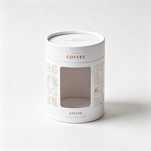 Luxury Kraft Cylinder Packaging Box Clear View PET Window <b>Paper</b> Tube Coffee Bean Container For Brand Sale - Product Image 4