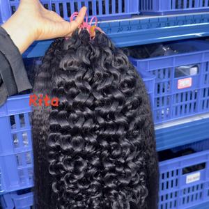 Extensiones de Cabello Humano <span class=keywords><strong>Rizado</strong></span> 100% Natural Indio <span class=keywords><strong>para</strong></span> Trenzado de Ganchillo, Color Natural, con Punta de Pluma a Máquina, Cabello <span class=keywords><strong>Rizado</strong></span> Kinky - Product Image 2