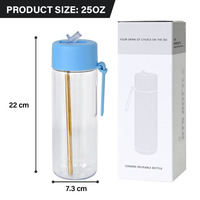 Bouteille d'eau réutilisable en plastique Tritan écologique sans BPA de 25 oz avec paille rabattable, personnalisable avec logo, pour jus et café