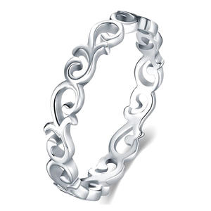 Anello Q512 Heart Eternity Band in Acciaio Inossidabile, Classico Unisex, Anello Nuziale Senza Pietre, Anelli alla Moda - Product Image 5
