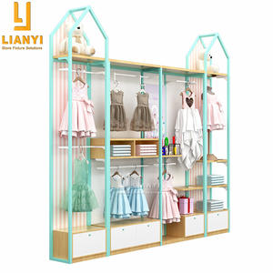 Tienda comercial personalizada para niños, diseño de interiores, estante de exhibición para ropa de bebé, estante de madera + Metal a la moda - Product Image 2