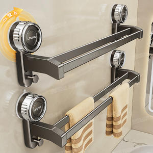 Toallero Doble Ltens de 60 cm, Montado en Pared con Ventosas, Estante de Almacenamiento para Baño, Instalación sin Taladro - Product Image 1