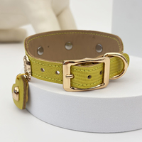 Collier pour chien en cuir de vachette large, texture lézard, avec clous en forme de cœur dorés romantiques et breloque assortie, de la collection Designer Boutique