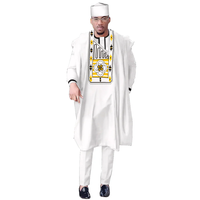 Boubou Traditionnel, Ensemble 3 Pièces Pantalon, Vêtements de Fête de Mariage, Tenues Africaines Bazin Riche, Ankara Dashiki Hommes Agbada