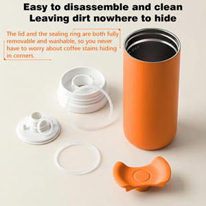 Gobelet isotherme de voyage en acier inoxydable à double paroi avec logo personnalisé, tasse à café isolée pour le camping avec couvercle amovible - Product Image 6