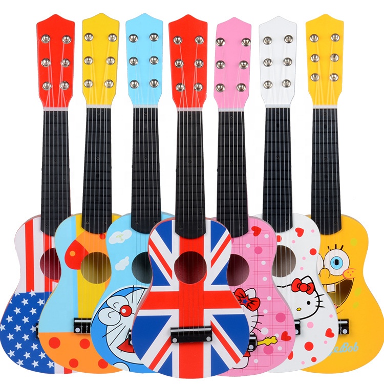 Горяч-продавая 21 дюйм 4-String Ранние обучающие игрушки Детская игрушка полиуретана с изображением гитары деревянная гитара