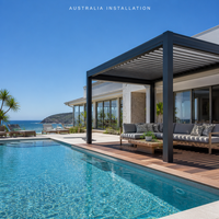Pergola Bioclimatique Motorisée en Aluminium avec Lames Orientables pour Extérieur, Écran d'Intimité, Étanche, pour Patio, Jardin, Balcon, Cour Arrière, Thermolaquée
