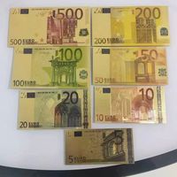 Billets de banque en or en gros, devises personnalisées, dollar américain, euro, billet de banque en feuille d'or pur avec impression couleur, support OEM