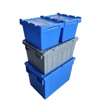 Bac de rangement réutilisable extra-large à couvercle rabattable, couvercle incliné coulissant, robuste, empilable, pour la logistique, en plastique, design panier