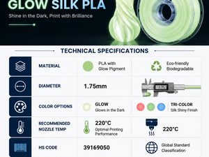 Filament PLA Soie Yiqiu3D 1,75 mm pour Imprimante 3D, Packs Combo Tricolores Luminescents pour Bambu Lab Creality - Product Image 6