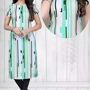 Stylish Ethnic Silk Crepe <b>Kurtis</b> <b>for</b> <b>Women</b> Sleeves Print <b>for</b> Casual Parties and Festive Occasions Indian Pakistani Styles - Product Image 1