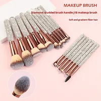Professionnel personnalisé 18 pièces strass luxe maquillage pinceau ensemble poudre libre Blush ombre à paupières correcteur applicateur outils de beauté