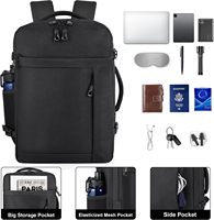 Sac à dos de voyage approuvé par les compagnies aériennes, grand sac à dos pour ordinateur portable de 15,6 pouces avec plusieurs poches de rangement