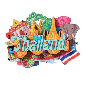 定制标志清迈曼谷普吉岛旅游纪念品礼品磁铁大象泰国纪念品木头冰箱磁铁 - Product Image 1