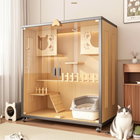 Loft duplex personnalisé extra large luxe intérieur chat maison multicouche chat armoire bouton bois Villa animal Playhouse meubles