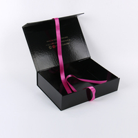 Boîte d'emballage personnalisée pour extensions de cheveux, boîte cadeau rigide de luxe avec ruban noir pour perruques, mèches de cheveux et marques de beauté