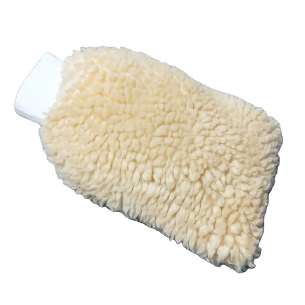 Tapis de lavage en laine d'agneau véritable, haute densité, pour nettoyage de voiture