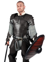 Gladiateur romain grec antique médiéval Cuir PU Cuirass Guerrier Poitrine Épaule Armure Steampunk Poitrine Costume de GN