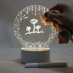 مصباح للكتابة من الاكريليك مع قلم DIY لمحو الرسائل للاستخدام الليلي في المنزل مصباح led زائف للكتابة ثلاثي الابعاد