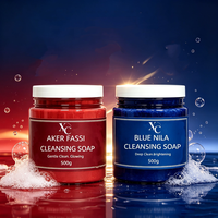 Savon éclaircissant pour le visage Aker Fassi, soin de la peau personnalisé à étiquette privée, savon naturel doux et éclatant, savon bleu Nila
