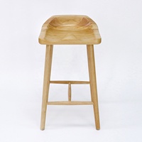 Tabouret de bar en bois massif, sans dossier, hauteur comptoir, tabouret de bar en bois naturel non fini pour îlot de cuisine