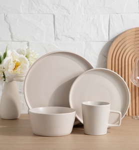 ชุดอาหารเย็นเซรามิกสีครีมสไตล์อินส์, จานชามแก้วสโตนแวร์พร้อมส่ง, สำหรับ 4 ท่าน ใช้ในครัวเรือน, ขายส่ง - Product Image 2