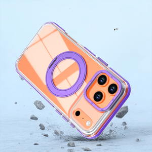 Funda Magnética Transparente de Alta Calidad para iPhone 17 12 13 Pro Max 14 15 16 Plus Air con 360 °   Funda Protectora con Soporte de Anillo Metálico - Product Image 5