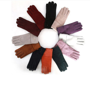 Nouveauté 2026 : Gants en cuir véritable pour femmes avec revers en fourrure de mouton, <span class=keywords><strong>mitaines</strong></span> en peau de mouton – Vente en gros - Product Image 3