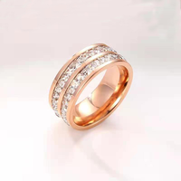 Bague H2 Jewelry A0006 Luxueuse à Double Rangée Effet Ciel Étoilé Disponible en Trois Couleurs Éblouissantes pour les Occasions de Mariage