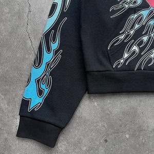 Felpa <span class=keywords><strong>con</strong></span> <span class=keywords><strong>cappuccio</strong></span> da uomo oversize in tessuto waffle <span class=keywords><strong>con</strong></span> zip, stampa DTG, stile streetwear, pesante e di alta qualità - Product Image 4