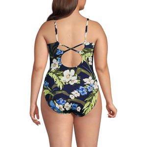 Maillot de bain une pièce pour femme, col en V, coupe haute, grande taille, imprimé numérique, en Spandex et Polyester, sans manches, à enfiler, pour la compétition - Product Image 2