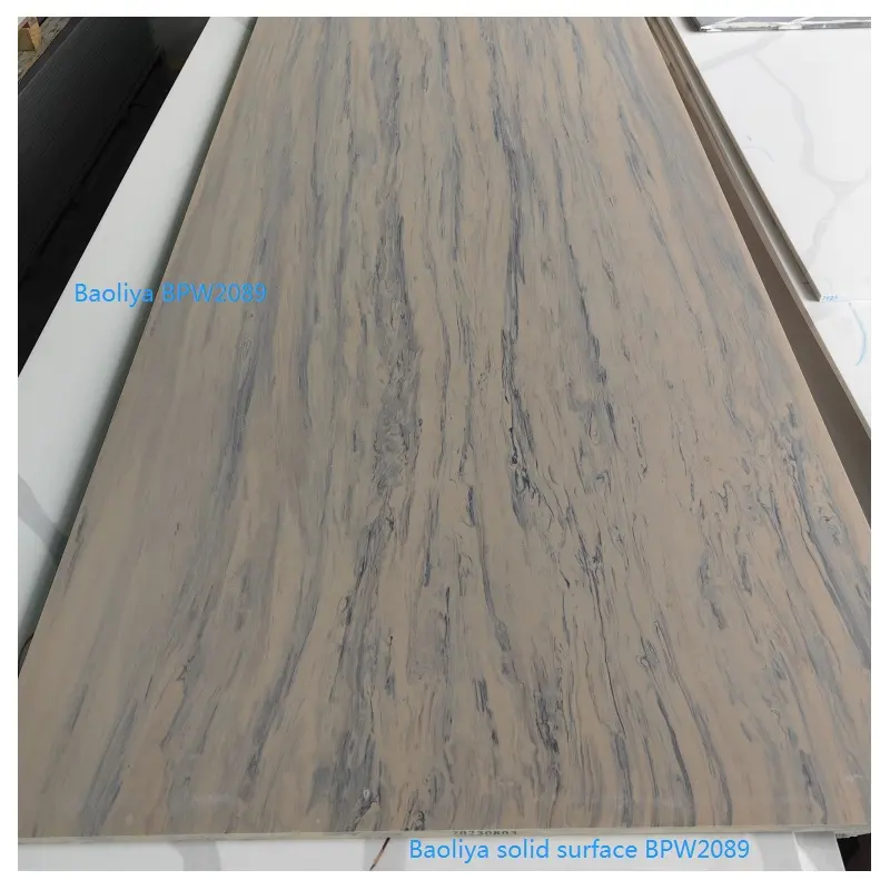 Baoliya 12mm Acrylic Solid Surface Sheet vein veined veining wood grain color for Counter top wall panel 3660*760*12mm