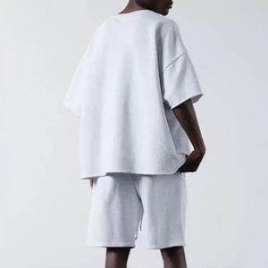 Camiseta con serigrafía personalizada, camiseta de manga corta con cuello falso, camiseta en blanco con hombros caídos de gran tamaño, 100% algodón, camisetas lisas en blanco Boxy - Product Image 3