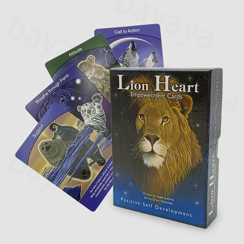 Bayaya Manufacturer Printing Positive Self Development Lion Heart Empowerment Kindness Cards Game Custom Affirmation Cards