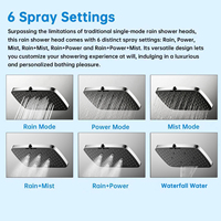 360 °   Pommeau de Douche Rotatif 12 Pouces Haute Pression 5 Modes de Jet Buses Anti-Colmatage Effet Pluie