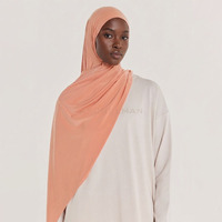 Hijab en jersey liquide de qualité supérieure à étiquette privée, broderie personnalisée du logo, foulard islamique pour femmes musulmanes