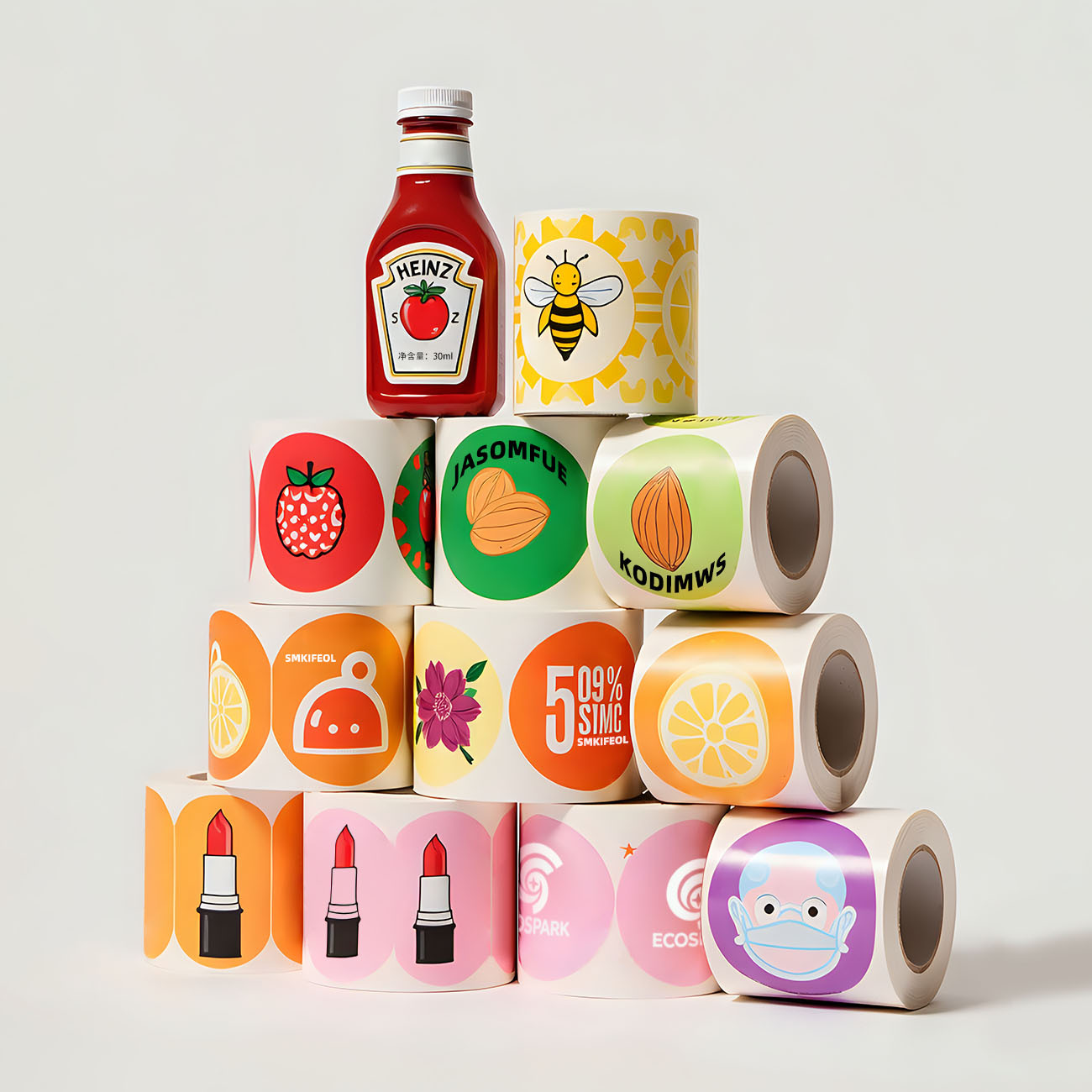 Custom Packaging Labels PVC Waterproof UV Printed Adhesive Gold Sticker Labels for Food Packaging Cosmetic Bottles