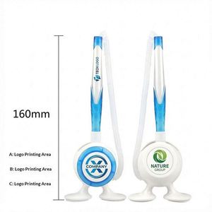 Stylo à bille promotionnel sur support de bureau avec logo personnalisé, chaîne de sécurité et base adhésive - Product Image 2