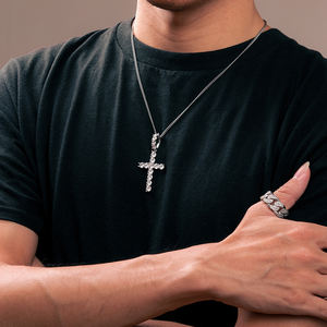 Ciondolo croce di diamanti di alta qualità gioielli da donna collana con ciondolo croce in argento Sterling 925 VVS <span class=keywords><strong>Moissanite</strong></span> - Product Image 5