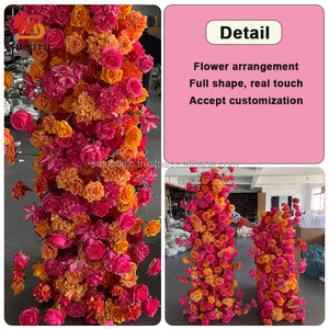 SMOOTH Customize Burnt Orange Hot Pink Rose Flower Runner For Wedding Backdrop <b>Arch</b> <b>Decoration</b> - Product Image 3